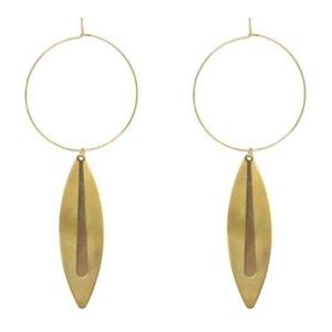 Lightweight brass teardrop hoop earrings